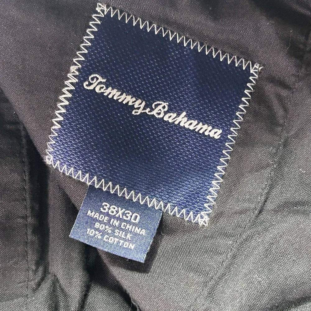 Tommy Bahama Pants Mens 38x30 Black Silk Cotton Chino Relaxed Fit Casual